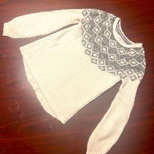 Used girls size 10 Justice dressy sweater grey, white w/little square rhinestone